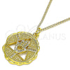 Oro Laminado Pendant Necklace, Gold Filled Style Hand of God Design, with White Micro Pave, Polished, Golden Finish, 04.313.0048.1.20 (02 MM Thickness, 20 Inches Length)