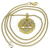 Oro Laminado Pendant Necklace, Gold Filled Style Hand of God Design, with White Micro Pave, Polished, Golden Finish, 04.313.0048.1.20 (02 MM Thickness, 20 Inches Length)