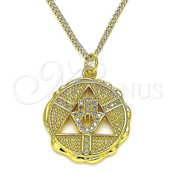Gold Filled Necklace — Pendant Necklace Hand of God and Judaica Design — main product view — SKU 141004 | Oro Laminado collar — Pendant Necklace Hand of God and Judaica diseño — SKU 141004