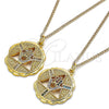 Oro Laminado Pendant Necklace, Gold Filled Style Hand of God Design, with White Micro Pave, Polished, Golden Finish, 04.313.0048.1.20 (02 MM Thickness, 20 Inches Length)