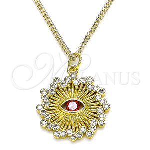 Gold Filled Necklace — Pendant Necklace Evil Eye Design with White Micro — main product view — SKU 141006 | Oro Laminado collar — Pendant Necklace Evil Eye diseño with blanco Micro — SKU 141006