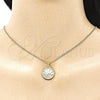 Oro Laminado Pendant Necklace, Gold Filled Style Evil Eye Design, with White Cubic Zirconia and White Micro Pave, Polished, Golden Finish, 04.313.0052.20 (02 MM Thickness, 20 Inches Length)