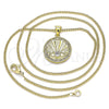 Oro Laminado Pendant Necklace, Gold Filled Style Evil Eye Design, with White Cubic Zirconia and White Micro Pave, Polished, Golden Finish, 04.313.0052.20 (02 MM Thickness, 20 Inches Length)