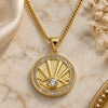 Oro Laminado Pendant Necklace, Gold Filled Style Evil Eye Design, with White Cubic Zirconia and White Micro Pave, Polished, Golden Finish, 04.313.0052.20 (02 MM Thickness, 20 Inches Length)