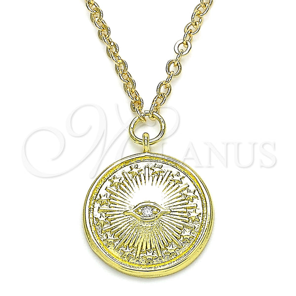 Gold Filled Necklace — Pendant Necklace Evil Eye and Star Design with — main product view — SKU 141011 | Oro Laminado collar — Pendant Necklace Evil Eye and estrella diseño with — SKU 141011