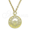 Oro Laminado Pendant Necklace, Gold Filled Style Evil Eye and Star Design, with White Micro Pave, Polished, Golden Finish, 04.313.0053.18 (02 MM Thickness, 18 Inches Length)