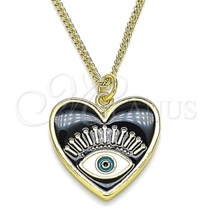 Gold Filled Necklace — Pendant Necklace Evil Eye and Heart Design Black — main product view — SKU 141021 | Oro Laminado collar — Pendant Necklace Evil Eye and corazón diseño negro — SKU 141021