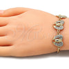 Oro Laminado Fancy Bracelet, Gold Filled Style Guadalupe Design, with White Crystal, Polished, Golden Finish, 03.380.0033.07 (04 MM Thickness, 7 Inches Length)