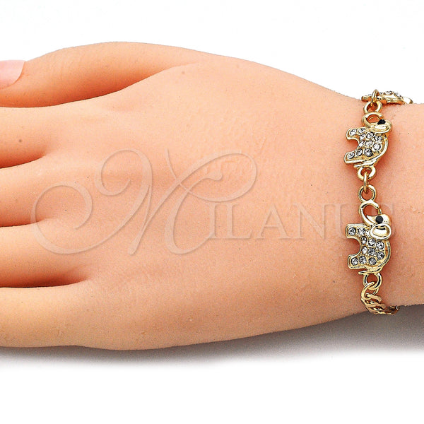 Gold Filled Bracelet — Fancy Bracelet Elephant Design with White and Black — alternate product view — SKU 141031 | Oro Laminado brazalete — elegante Bracelet Elephant diseño with blanco and negro — SKU 141031