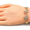 Oro Laminado Fancy Bracelet, Gold Filled Style Elephant Design, with White and Black Crystal, Polished, Golden Finish, 03.380.0036.07 (09 MM Thickness, 7 Inches Length)