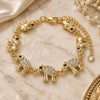 Oro Laminado Fancy Bracelet, Gold Filled Style Elephant Design, with White and Black Crystal, Polished, Golden Finish, 03.380.0036.07 (09 MM Thickness, 7 Inches Length)