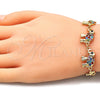 Oro Laminado Fancy Bracelet, Gold Filled Style Elephant Design, with Multicolor Crystal, Polished, Golden Finish, 03.380.0036.1.07 (09 MM Thickness, 7 Inches Length)