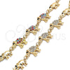 Oro Laminado Fancy Bracelet, Gold Filled Style Elephant Design, with Multicolor Crystal, Polished, Golden Finish, 03.380.0036.1.07 (09 MM Thickness, 7 Inches Length)