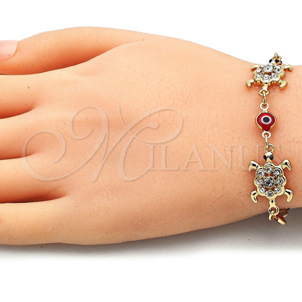 Gold Filled Bracelet — Fancy Bracelet Turtle and Evil Eye Design with — alternate product view — SKU 141038 | Oro Laminado brazalete — elegante Bracelet Turtle and Evil Eye diseño with — SKU 141038