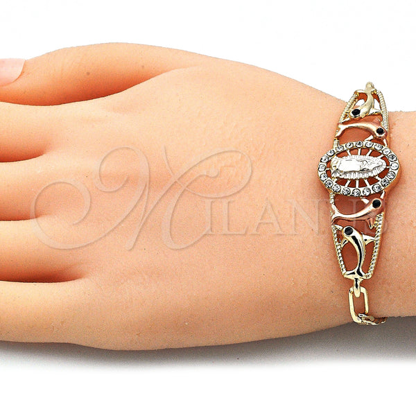Gold Filled Bracelet — Fancy Bracelet Guadalupe and Dolphin Design with White — alternate product view — SKU 141040 | Oro Laminado brazalete — elegante Bracelet Guadalupe and Dolphin diseño with blanco — SKU 141040