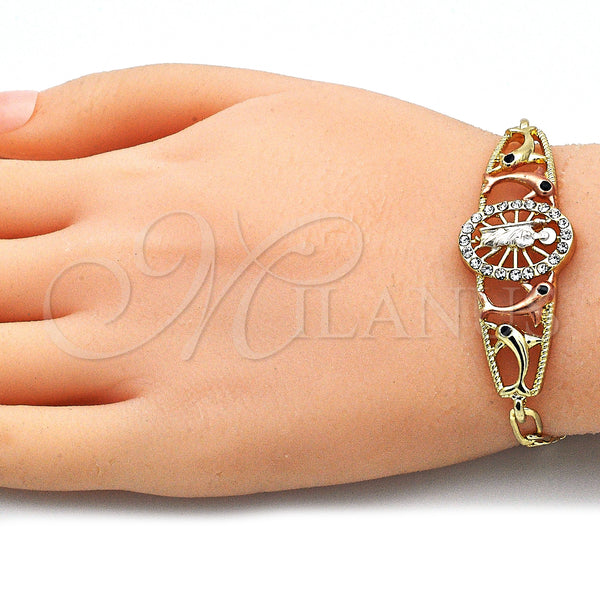 Gold Filled Bracelet — Fancy Bracelet San Judas and Dolphin Design with — alternate product view — SKU 141042 | Oro Laminado brazalete — elegante Bracelet San Judas and Dolphin diseño with — SKU 141042