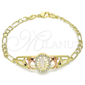 Gold Filled Bracelet — Fancy Bracelet San Judas and Dolphin Design with — main product view — SKU 141042 | Oro Laminado brazalete — elegante Bracelet San Judas and Dolphin diseño with — SKU 141042