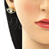 Oro Laminado Earring and Pendant Adult Set, Gold Filled Style Evil Eye Design, with White Cubic Zirconia, Polished, Golden Finish, 10.379.0024