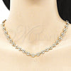 Oro Laminado Fancy Necklace, Gold Filled Style Puff Mariner Design, with White Micro Pave, Polished, Golden Finish, 04.63.1401.24 (06 MM Thickness, 24 Inches Length)
