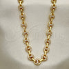 Oro Laminado Fancy Necklace, Gold Filled Style Puff Mariner Design, with White Micro Pave, Polished, Golden Finish, 04.63.1401.24 (06 MM Thickness, 24 Inches Length)