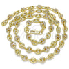 Oro Laminado Fancy Necklace, Gold Filled Style Puff Mariner Design, with White Micro Pave, Polished, Golden Finish, 04.63.1406.24 (06 MM Thickness, 24 Inches Length)