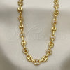 Oro Laminado Fancy Necklace, Gold Filled Style Puff Mariner Design, with White Micro Pave, Polished, Golden Finish, 04.63.1406.24 (06 MM Thickness, 24 Inches Length)
