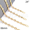 Oro Laminado Fancy Necklace, Gold Filled Style Puff Mariner Design, with White Micro Pave, Polished, Golden Finish, 04.63.1406.24 (06 MM Thickness, 24 Inches Length)