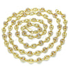 Oro Laminado Fancy Necklace, Gold Filled Style Puff Mariner Design, with White Micro Pave, Polished, Golden Finish, 04.63.1406.30 (06 MM Thickness, 30 Inches Length)
