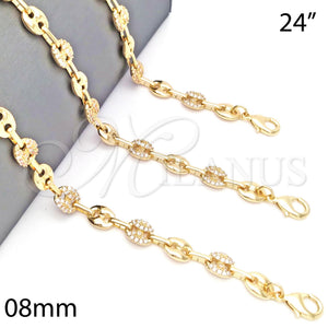 Gold Filled Necklace — Fancy Necklace Puff Mariner Design with White Micro — main product view — SKU 141073 | Oro Laminado collar — elegante Necklace Puff Mariner diseño with blanco Micro — SKU 141073