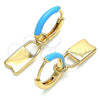 Oro Laminado Huggie Hoop, Gold Filled Style Lock Design, Turquoise Enamel Finish, Golden Finish, 02.213.0213.2.12
