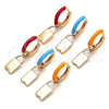 Oro Laminado Huggie Hoop, Gold Filled Style Lock Design, Turquoise Enamel Finish, Golden Finish, 02.213.0213.2.12