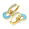 Oro Laminado Huggie Hoop, Gold Filled Style Purse Design, with White Micro Pave, Turquoise Enamel Finish, Golden Finish, 02.213.0214.15
