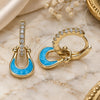 Oro Laminado Huggie Hoop, Gold Filled Style Purse Design, with White Micro Pave, Turquoise Enamel Finish, Golden Finish, 02.213.0214.15