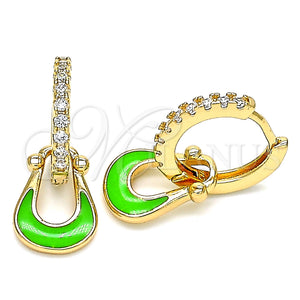 Gold Filled Hoop Earrings — Huggie Hoop Purse Design with White Micro Pave — main product view — SKU 141089 | Oro Laminado aretes de aro — Huggie Hoop Purse diseño with blanco Micro Pave — SKU 141089