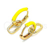 Oro Laminado Huggie Hoop, Gold Filled Style Lock Design, Yellow Enamel Finish, Golden Finish, 02.213.0216.1.12