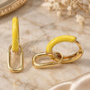 Oro Laminado Huggie Hoop, Gold Filled Style Lock Design, Yellow Enamel Finish, Golden Finish, 02.213.0216.1.12