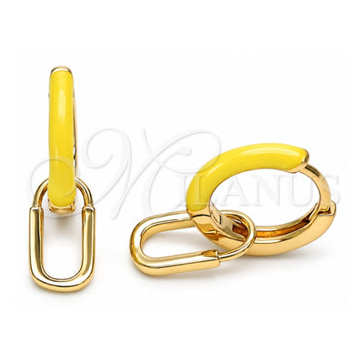 Oro Laminado Huggie Hoop, Gold Filled Style Lock Design, Yellow Enamel Finish, Golden Finish, 02.213.0216.1.12