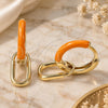 Oro Laminado Huggie Hoop, Gold Filled Style Lock Design, Orange Enamel Finish, Golden Finish, 02.213.0216.2.12