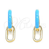 Oro Laminado Huggie Hoop, Gold Filled Style Lock Design, Turquoise Enamel Finish, Golden Finish, 02.213.0216.3.12