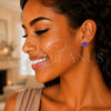 Oro Laminado Stud Earring, Gold Filled Style Heart Design, Purple Enamel Finish, Golden Finish, 02.213.0218.3