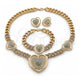 Collar, Pulsera y Dije 06.372.0031 Oro Laminado, Diseño de Corazón y Miami Cubana, con Cristal Blanca, Pulido, Tono Dorado