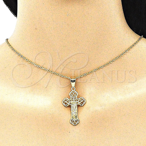 Gold Filled Pendant — Religious Pendant Crucifix Design Polished 05. — alternate product view — SKU 141104 | Oro Laminado dije — Religious Pendant Crucifix diseño pulido 05. — SKU 141104