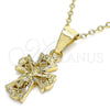 Oro Laminado Religious Pendant, Gold Filled Style Crucifix Design, Polished, Golden Finish, 05.163.0094