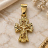 Oro Laminado Religious Pendant, Gold Filled Style Crucifix Design, Polished, Golden Finish, 05.163.0094