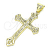Oro Laminado Religious Pendant, Gold Filled Style Crucifix Design, Polished, Golden Finish, 05.100.0006