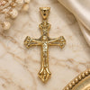 Oro Laminado Religious Pendant, Gold Filled Style Crucifix Design, Polished, Golden Finish, 05.100.0006