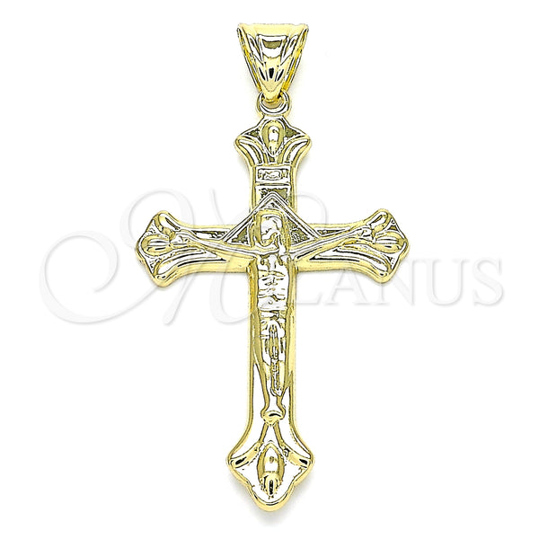 Oro Laminado Religious Pendant, Gold Filled Style Crucifix Design, Polished, Golden Finish, 05.100.0006