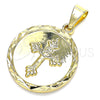 Oro Laminado Religious Pendant, Gold Filled Style Crucifix Design, Polished, Golden Finish, 05.100.0007
