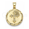 Oro Laminado Religious Pendant, Gold Filled Style Crucifix Design, Polished, Golden Finish, 05.100.0007