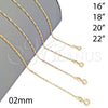 Oro Laminado Basic Necklace, Gold Filled Style Singapore Design, Polished, Golden Finish, 04.58.0008.20 (0.40 Gauge, 02 MM Thickness, 20 Inches Length)